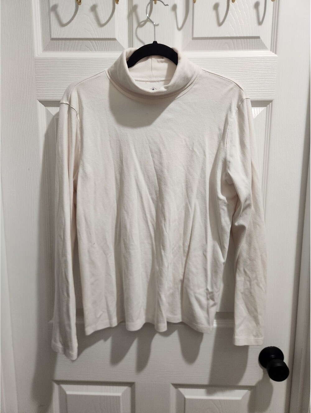 St. John's Bay Women's Cream Cotton Turtleneck Long Sleeve Shirt XL
